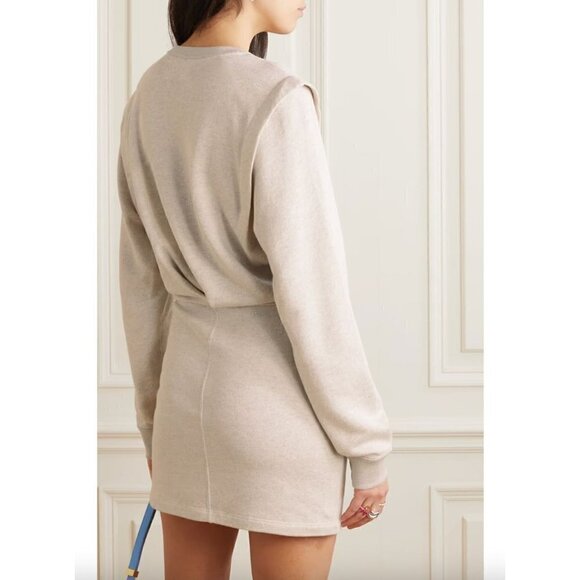 Etoile Isabel Marant Michaela Jersey Mini Dress Ecru Womens Size FR 42 US 10 - Picture 8 of 15